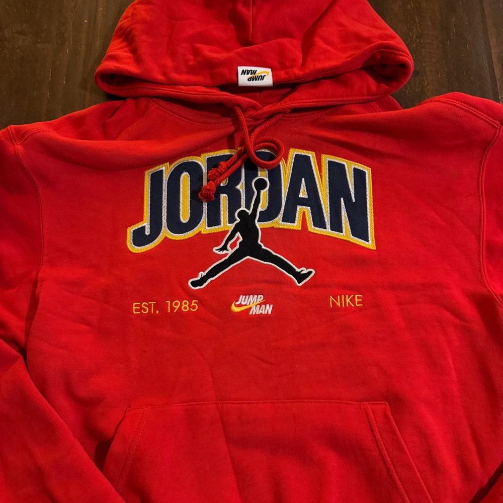 Jordan Red & Navy Jump Man PullOver  Hoodie Size M